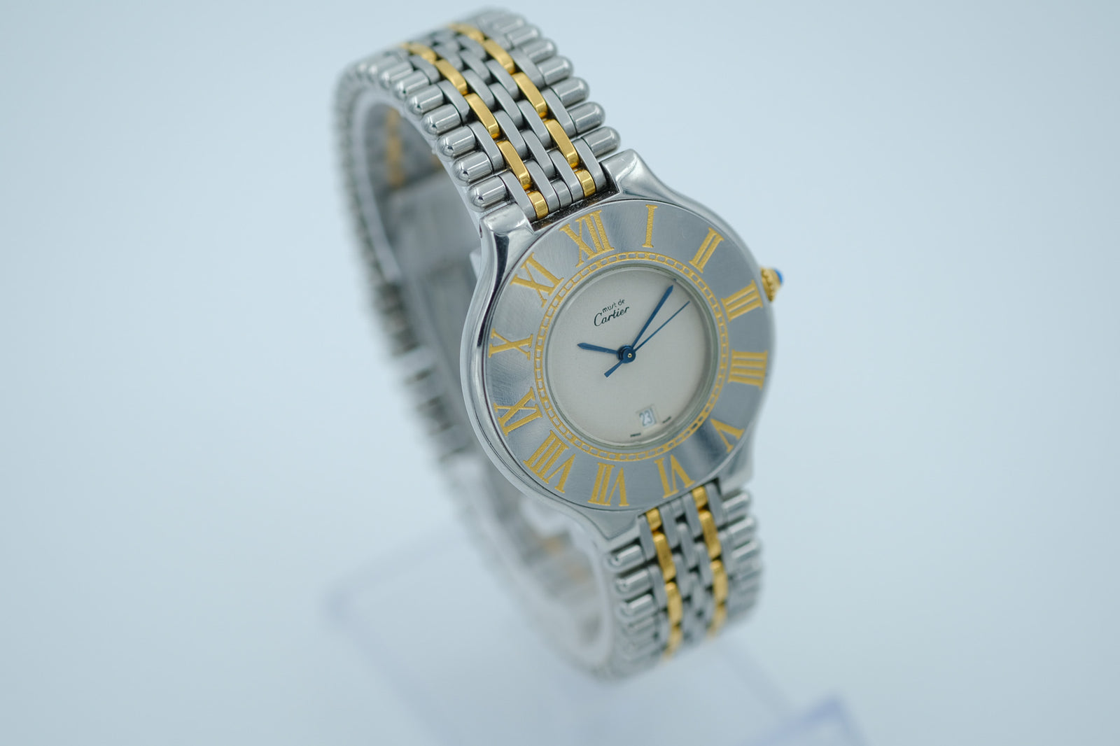 Cartierマストドゥ21 CARTIER MUST 21 Quartz 28mm 2 Tone Watch 0.41TCW Diamonds