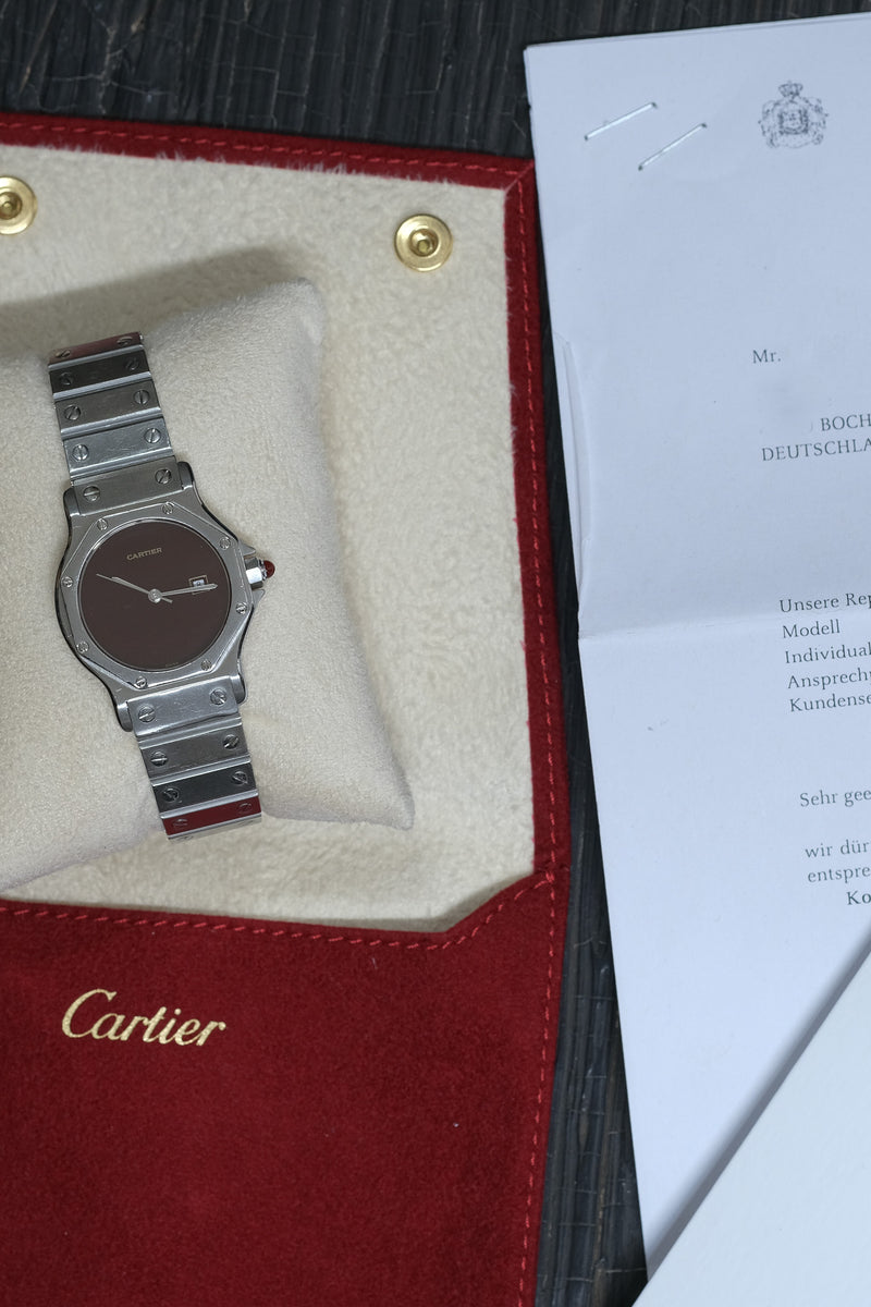 Cartier - Santos Ronde Ocatagon Ref. 2965 Burgundy